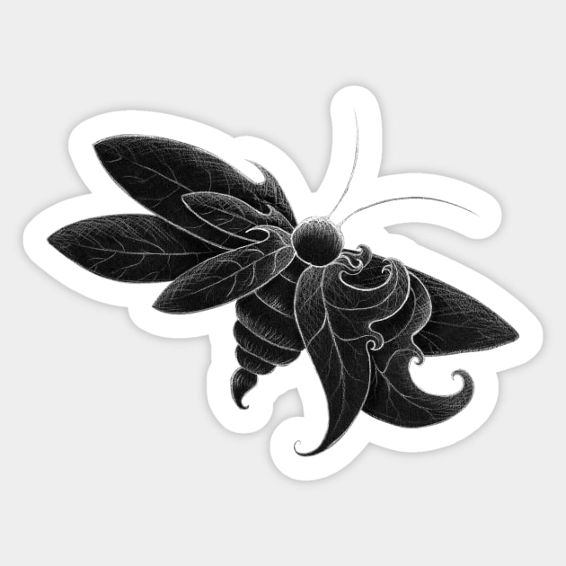 Insect, bee, moth, fantasy black and white Sticker by BlackRedDots